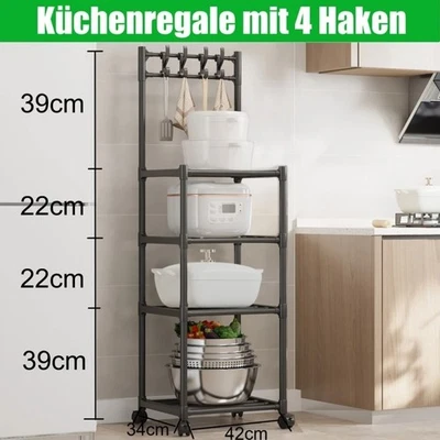 Kitchen Trolley Wheeled Trolley Serving Trolley 4 Levels with Wheels Kitchen Trolley Craft Trolley - Image 1 of 4