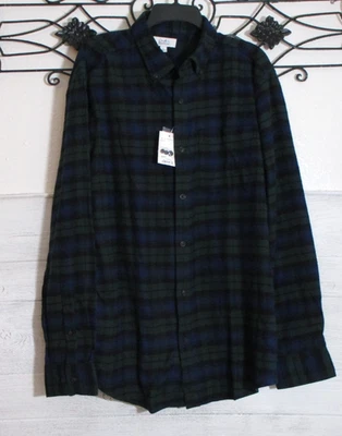 Croft & Barrow 法兰绒纽扣男式衬衫 L 码多色格子长袖 — 第 1/4 张图片