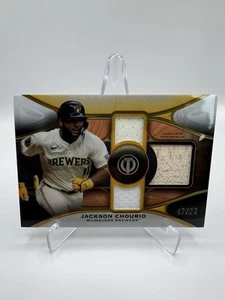 Jackson Chourio, #/75 Gold Triple Relics, 2025 Topps Tribute Baseball #TTR-CHO - Bild 1 von 2