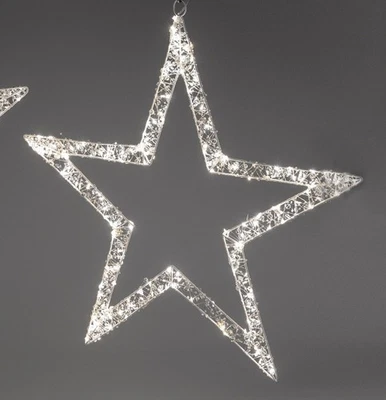 LED Deko Hänger Stern flach ACRYLPERLEN mit Funkeleffekt D. 56cm Formano W25 - Bild 1 von 2