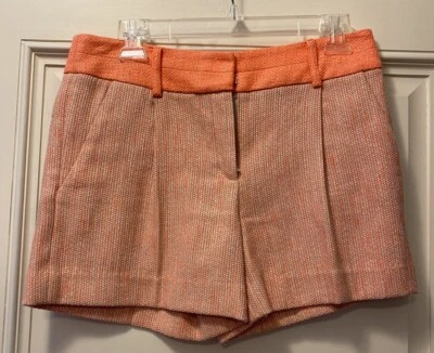 Pantalones Cortos MILLY NY Tweed Rosa Coral $245 Nuevos con Etiquetas Talla 4 Foto 1 de 4