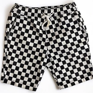 Hollister Y2K Jogger Shorts Checkered Emo Black White Drawstring Men 2000s Vtg M - Picture 1 of 11