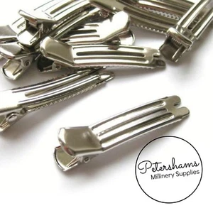 10 Silver Metal Alligator Hair Clips for Millinery - Picture 1 of 3