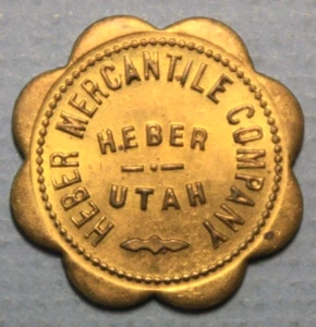 Heber Utah Heber Mercantile Company Bueno para 50c Comercio Latón 29mm 8 Vieira - Imagen 1 de 2