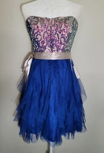 Teeze Me Strapless Sequin Corkscrew Ruffle Dress sz 9/10 - Picture 1 of 17