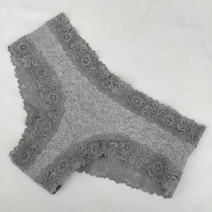 Victoria's Secret PINK Pale Grey Ribbed Lace Trim Cheeky Panties - Size S - BNWT - Picture 1 of 3