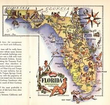 1950s Vintage Florida Picture Map Liozu Florida Print Wall Art Decor 1169