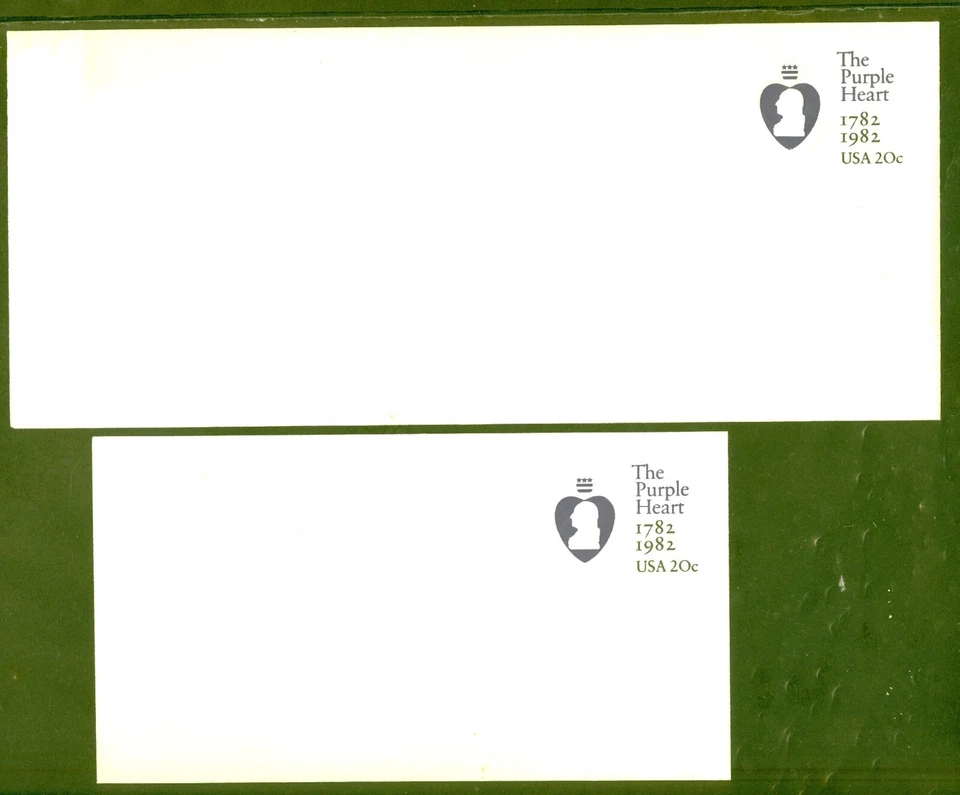 US U603 Purple Heart, Badge of Military Merit, (2) Unused, Legal & Regular size - Image 1 of 1