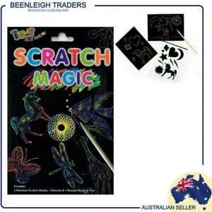 SCRATCH ART PAPER, With STENCILS & SCRATCH TOOL Brand New - Bild 1 von 9