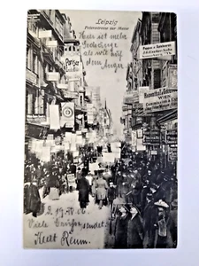 AK Leipzig - Petersstrasse zur Messe 1905, frankiert & gelaufen 1906 - Bild 1 von 2
