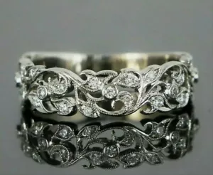 0,14 Karat Rund CZ Filigran Halbe Ewigkeit Hochzeit Mütter Tag Geschenke Band 925 Silber - Bild 1 von 3
