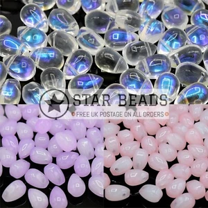 50 X PENDENTI A LACRIMA VETRO BORDO PIATTO LISCIO PERLINE 9X6MM - SCEGLI IL COLORE - Foto 1 di 4