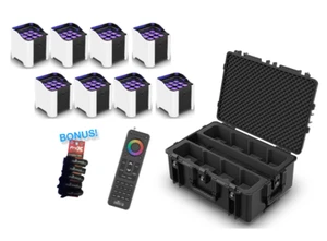 CHAUVET DJ Freedom Par H9 IP Pack of 8 + Charging Case, RFC-XL & White Sleeves - Picture 1 of 10