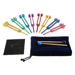 8Pcs Chakra Tuning Fork with Silicone Hammer Set for Healing Sound Therapy Tool - Picture 1 of 16