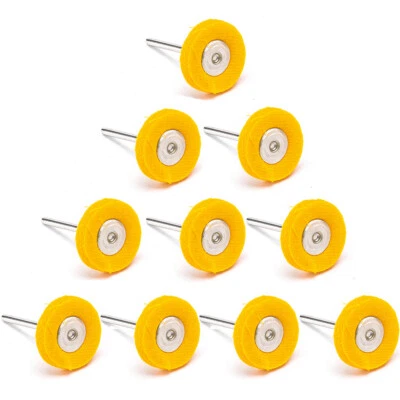 1”Yellow Polishing Cotton Cloth Wheel Brush Rotary Buffing Tool 3mm Shank 10Pcs - Image 1 of 4