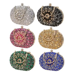 Women Clutch Evening Bag Rhinestone Beaded Shoulder Bag for Party Prom Beach - Picture 1 of 41