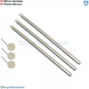 x3-Dental Mouth Mirror Examination Magnifying Stainless Steel Handle & Heads Lab - Foto 1 di 2