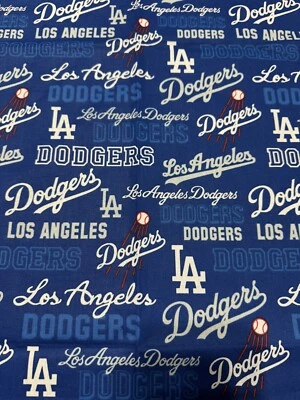 MLB LOS ANGELES DODGERS BASEBALL LICENSED COTTON FABRIC 1 5/6 YARDS (66") X 45" - Image 1 of 3