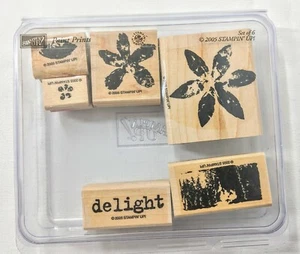 Paint Prints Stampin Up Rubber Stamp Set 6pc Flower Floral Delight A02 - Picture 1 of 2