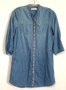 Abercrombie Kids Size 13/14 Girls Denim Western Trim Button Up Dress/Tunic  - Picture 1 of 9