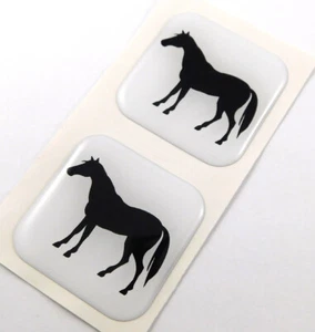 Horse Square Domed Decal car bike gel stickers 1.5" 2pc - Imagen 1 de 2