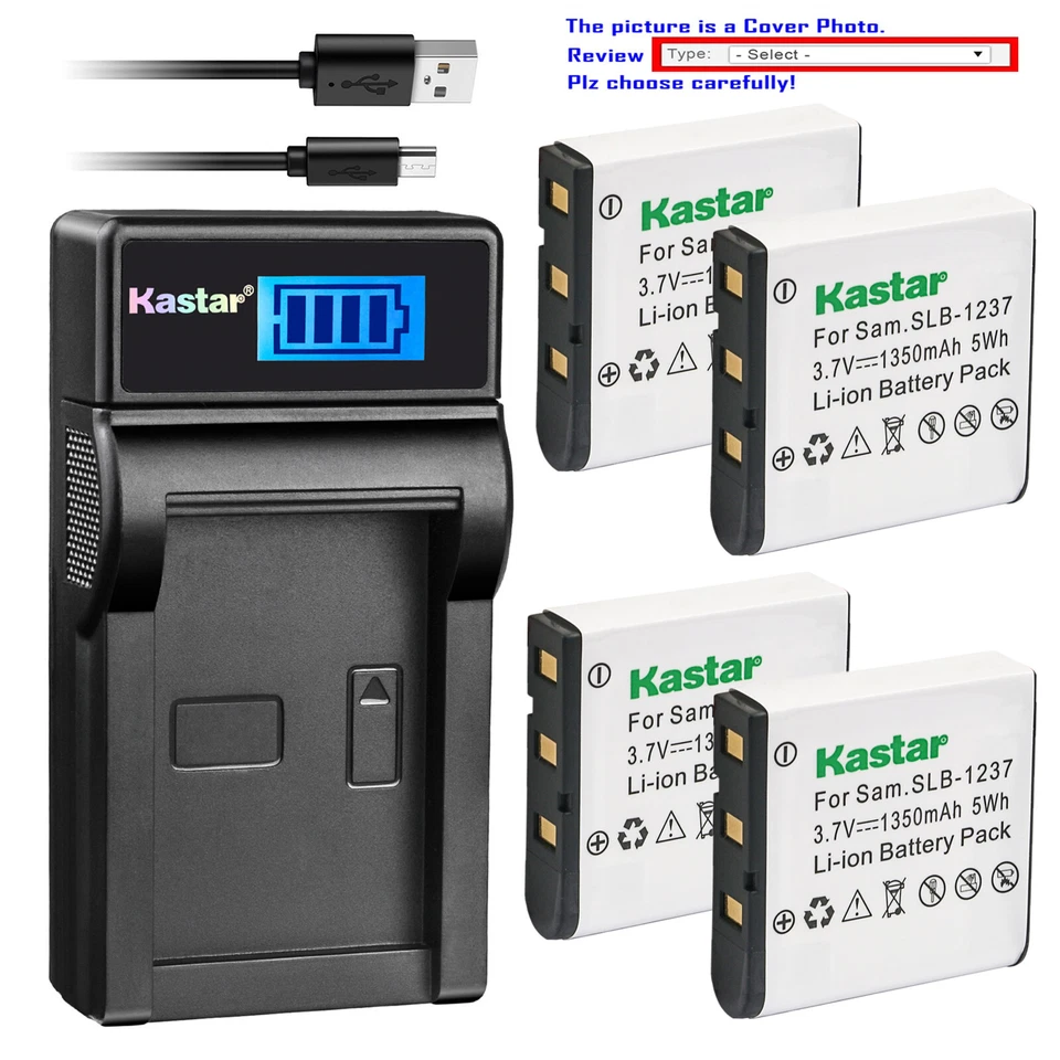 Cargador USB de batería LCD Kastar para cámara Samsung SLB-1237 Samsung Digimax L85 Foto 1 de 4