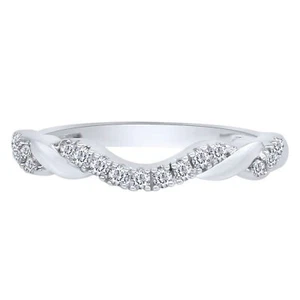 0.15CT Diamante Transparente 14K Oro Blanco Chapado Cinta Envuelto Contorno Boda - Imagen 1 de 4
