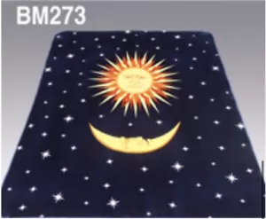 SUN AND MOON BLUE SOLARON KOREAN TECHNOLOGY BLANKET SOFTY AND WARM QUEEN SIZE - Picture 1 of 2