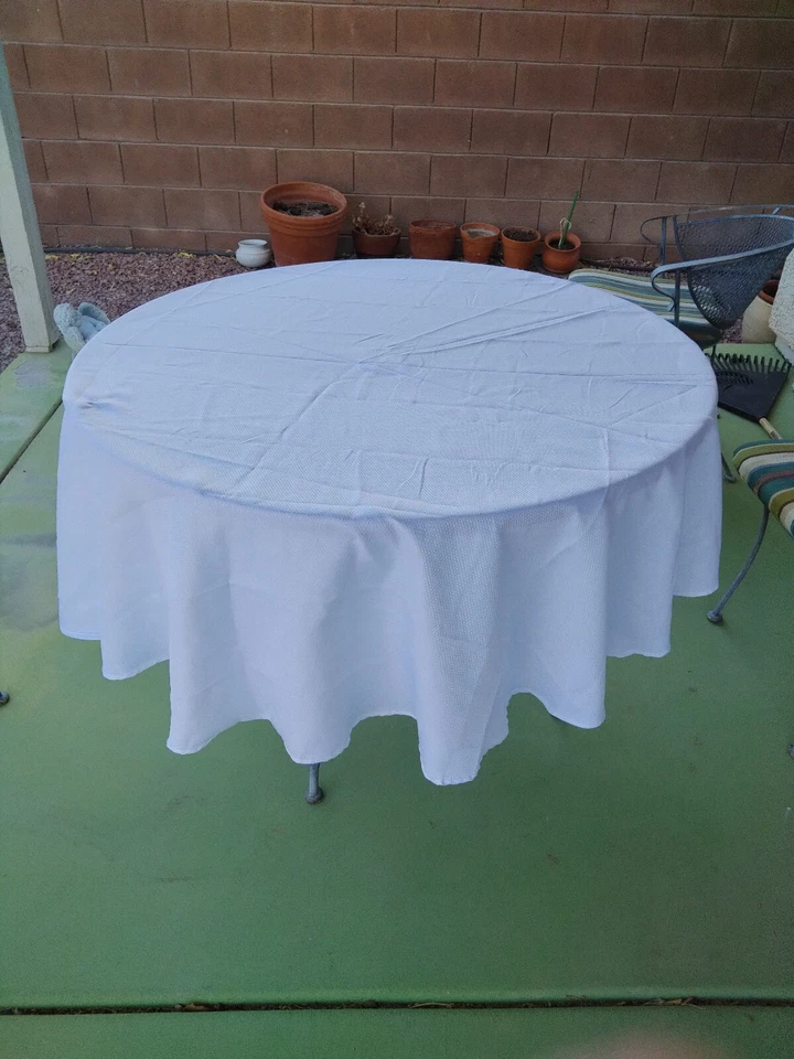 Round White Tablecloth, approx. 68 in. across - Image 1 of 1