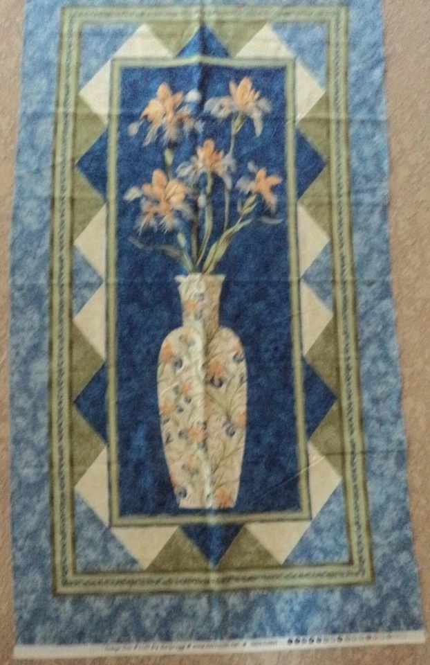 23" x 44" Northcott vintage íris 2260 vaso painel floral tecido ro gregg - Imagem 1 de 1