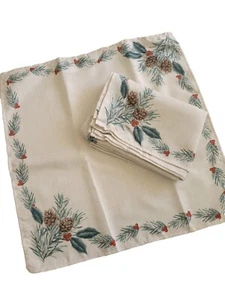Splendid Holiday brand Pine Holly Polyester 18x18 Napkin Set Of 8 - Picture 1 of 6