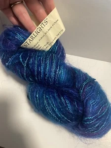 Starlights Dyed Mohair Wool Blend Yarn Beautiful Blue Colorway 143yd 130m 101g - Picture 1 of 3