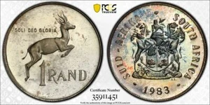 1983 South Africa 1 Rand Silver Proof PCGS PR65DCAM Beautifully Toned - Picture 1 of 1