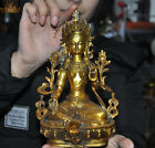 Old Tibet Buddhism Bronze gilt Green tara Goddess Kwan-yin Guanyin Buddha Statue