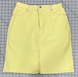 Dnim & Co Yellow Denim Skirt QVC Slit Pockets Medium I4 - Picture 1 of 8