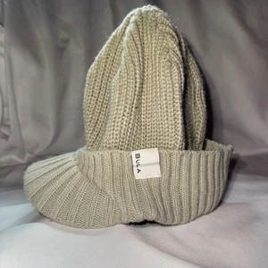 Bula Beanie Adult Heather Grey Ribbed Merino Wool Blend Winter Hat Cap w/bill - Picture 1 of 3