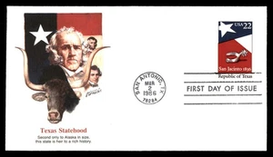 Mayfairstamps US FDC 1986 Texas Anniv TX Flag Boot Spur First Day Cover aau_4116 - Picture 1 of 2