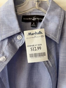 Beverly Hills Polo Club, Men's S, Blue Cotton Poly Shirt, Roll Tab Sleeves, NWT - Picture 1 of 14