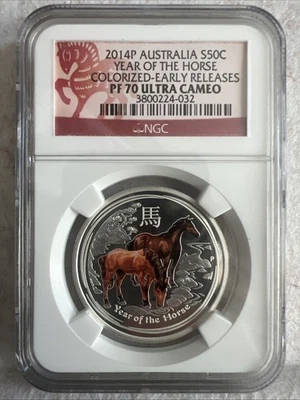 2014 P Australia 50c Year Of The Horse Colorized Early Release PF 70 Ultra Cameo - Image 1 of 3