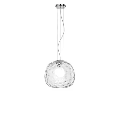 Sospensione Contemporanea Ufo Metallo Cromo Vetro Trasparente 1 Luce E27 D40 - Immagine 1 di 3