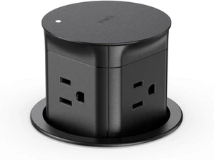 Automatic Pop Up Outlet Station for Kitchen Counter Island, 4 Outlets, Black  - Picture 1 of 9