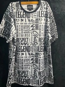 Encrypted Graphic T-Shirt Men’s 3XL | Black & White All Over Print “Legend Respe - Picture 1 of 3