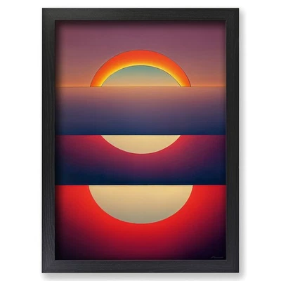 Framed Righteous Abstract Sunset Wall Art Canvas Print Poster Picture, Decor - Image 1 of 4