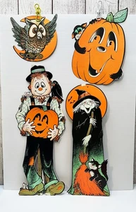 Vintage Halloween Stanzform doppelseitig Deko Hexe Vogelscheuche Eule JOL - Bild 1 von 12