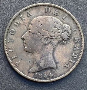 1844 Half Penny Victoria Copper Coin Victorian Lot G13 - Picture 1 of 2