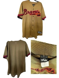 Vintage MLB Majestic Atlanta Braves Green Baseball Jersey 2XL -USA MADE- RARE - Picture 1 of 8