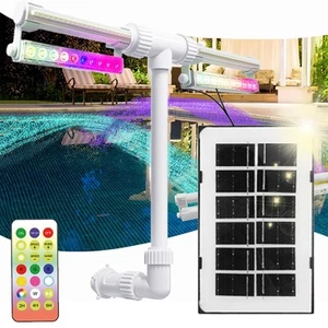 Solar Pool Fountain with Light Double-Headed Adjustable Sprinkler Pool Waterfall - Picture 1 of 19