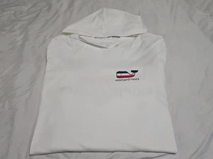 Vineyard Vines NEW Patriotic USA Flag Whale Whits Cap L/S Hoodie Tshirt SZ 2XL - Picture 1 of 12