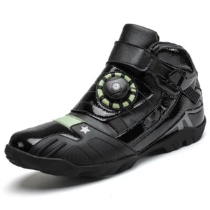 Motorcycle Boots Motocross Shoes Men Riding Racing Biker Motorbike Touring Black - Picture 1 of 27