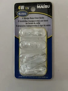 Malibu 4W 12V #ML4W4V 4 Wedge Base Clear Bulbs New/Unopened - Picture 1 of 3